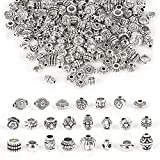 180 Silver Spacer Beads - 100g Tibetan Antique Silver Color Metal Beads Small Loose Spacer Beads with Radom Styles for Jewelry Making DIY Charm Bracelets