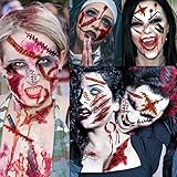 Shegazzi 228+ PCS 28 Sheets 3D Fake Scars Zombie Tattoo Temporary Halloween Makeup Kit For Kids Women Men Adults Fake Wound Cut Stitches Tattoo Chucky Makeup Kit Blood Scratches Scar Tatoos Decals