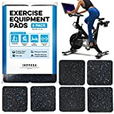 [6 Pack] Exercise Equipment Mat 4' x 4' x 0.5' Pads - Treadmill Mat for Carpet Protection - Protective Anti-Slip Treadmill Pad for Hardwood Floors & Carpets - Home Gym Accessories - Protect Floors