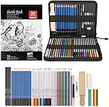 AGPTEK 53pcs Drawing and Sketching Pencil Set, with Pencil, Watercolor Pencil, Sketching Pencil Set & Canvas Zipper Case, Ideal for Artists, Sketchers, Teachers & Students