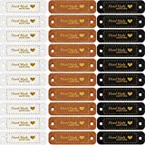 30 Pieces Handmade Tags PU Leather Tags for Crochet Items Made with Love Tags Handmade Tags for Crochet Knit Accessories with Holes for DIY Crafts Sewing Crochet Knitting Hats (Brown, Black, White)
