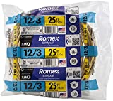 Southwire 63947621 25' 12/3 with ground Romex brand SIMpull residential indoor electrical wire type NM-B, Yellow
