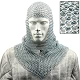 Armory Replicas Medieval Chainmail Coif Armor, Stainless Steel, 18.75 Inches Silver