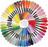 Caydo Embroidery Floss 50 Skeins Embroidery Thread, Rainbow Color Friendship Bracelet String with 12 Pieces Floss Bobbins for Bracelet Making, Sewing Crafts