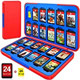 CYKOARMOR Switch Game Case with 24 Game Holder Compatible with Nintendo Switch&Switch OLED Game Card, Compact Switch Cartridge Case Red Blue