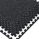 1/2' Thick 48 Sq Ft Rubber Top High Density EVA Foam Exercise Gym Mats 12 Pcs - Interlocking Puzzle Floor Tiles for Home Gym Heavy Workout Equipment Flooring - 24 x 24in Tile