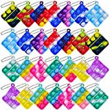 28 Pcs Mini Pop Fidget Toy Pack Simple Bubble Popping Keychain, Squeeze Rainbow Stress Relief Sensory Hand Toy, Anti-Anxiety Office Desk Toys for Kids Adults Christmas Party Favors Student Gifts