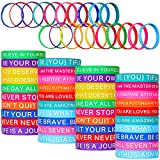 60 Pieces Motivational Quote Rubber Wristbands Colored Inspirational Silicone Bracelets Stretch Unisex Wristbands for Women Men Gifts, 20 Styles