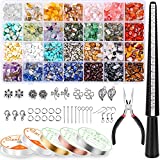 Ring Making Kit with 28 Colors Crystal Beads, Selizo 1660Pcs Crystal Jewelry Making Kit with Gemstone Chip Beads, Jewelry Wire, Pliers and Other Jewelry Ring Making Supplies