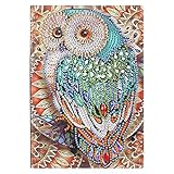 Diamond Painting Cover Notebook,5D DIY Diamond Art Diary Book Owl Journal Notebook Writing Note Planner 50 Pages/25 Sheets A5 Faux Leather Blank Sketchbook Graffiti Drawing Book for Travel (Owl-13)