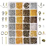 Paxcoo 2880 Pcs Jewelry Making Findings Supplies Kit with Open Jump Rings, Lobster Clasps, Crimp Beads, Screw Eye Pins, Head Pins, Earing Hooks and Earing Backs